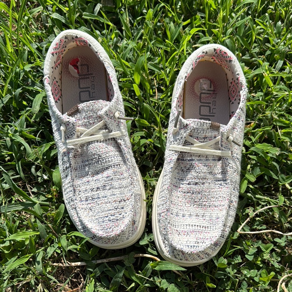 Hey Dude Cream Sneakers Comfortable Casual Shoes